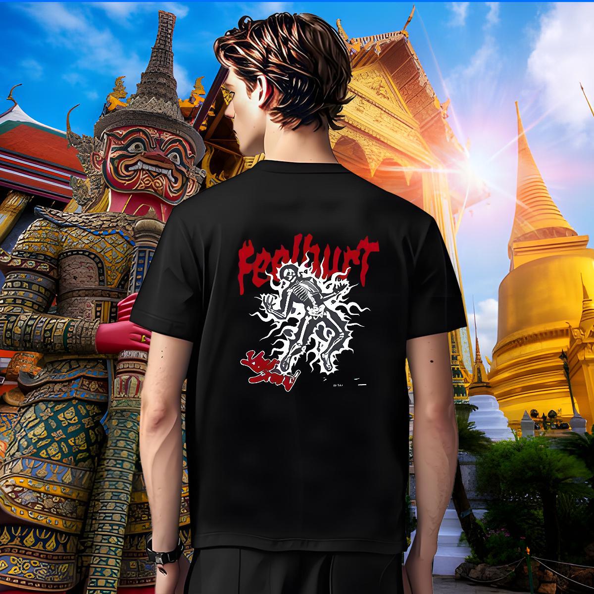 Loose Fit T Shirts Men 100% Cotton 230g skull Casual Beach Custom Cartoon Breathable Crew Neck Couples T Shirts Designer Fashion Tees Shirts