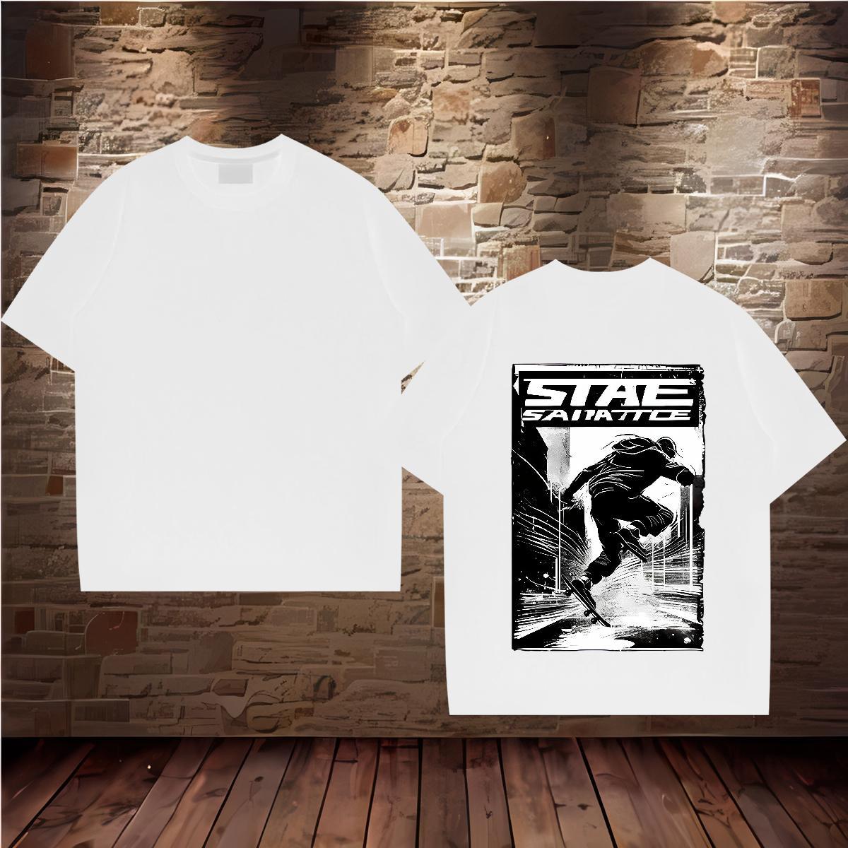 Loose Fit T Shirts Men 230g Pure Cotton person Summer Casual Customized Short Sleeve Soft Couples T Shirts DIY Customized Tops Tees