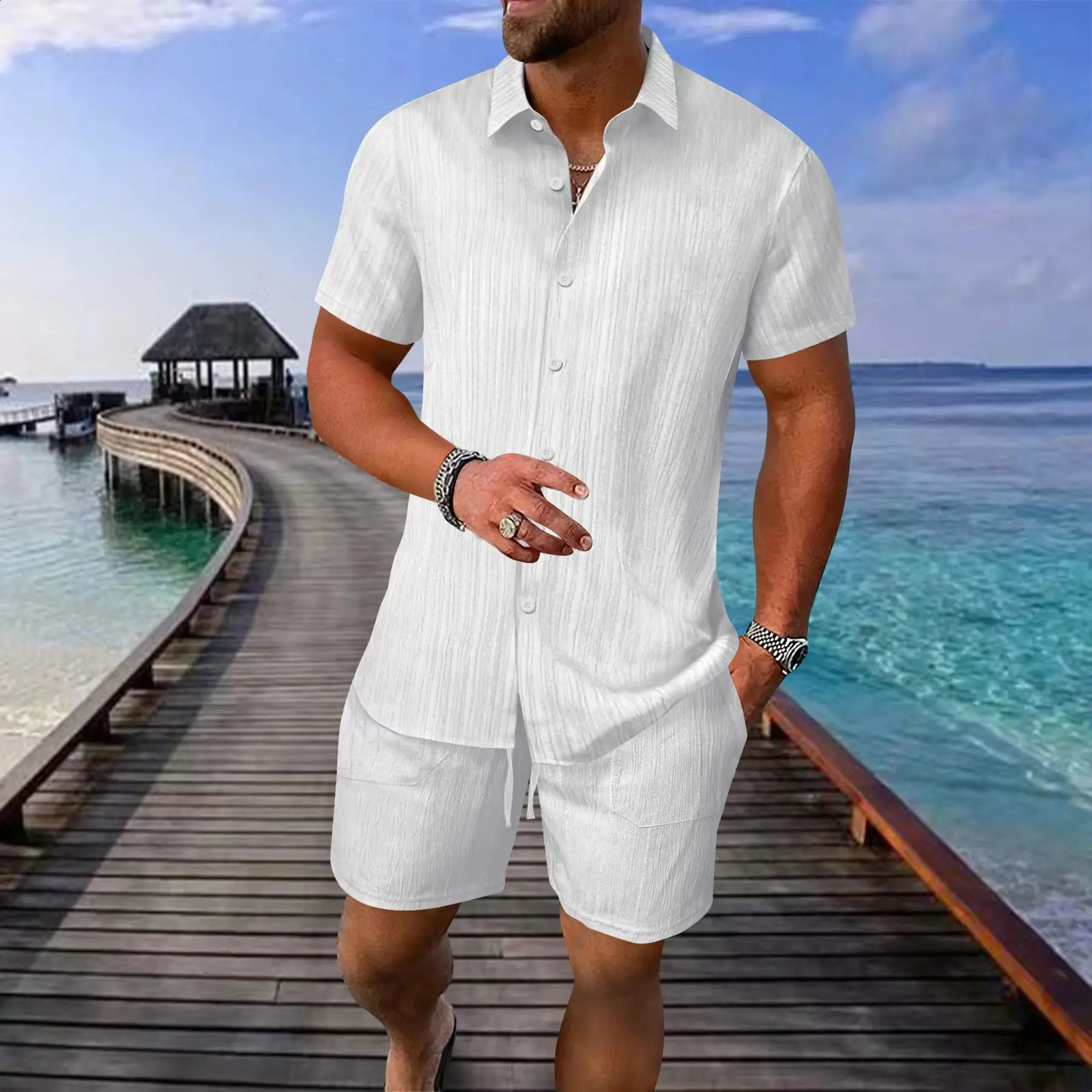 Summer Mens Fashion Classic Business Casual Shirt Se 240822
