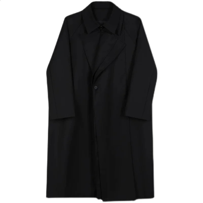 Autumn Korean style Unique lapel jacket trench men casual loose long section Windbreaker for men coat jacket M-XL 240822