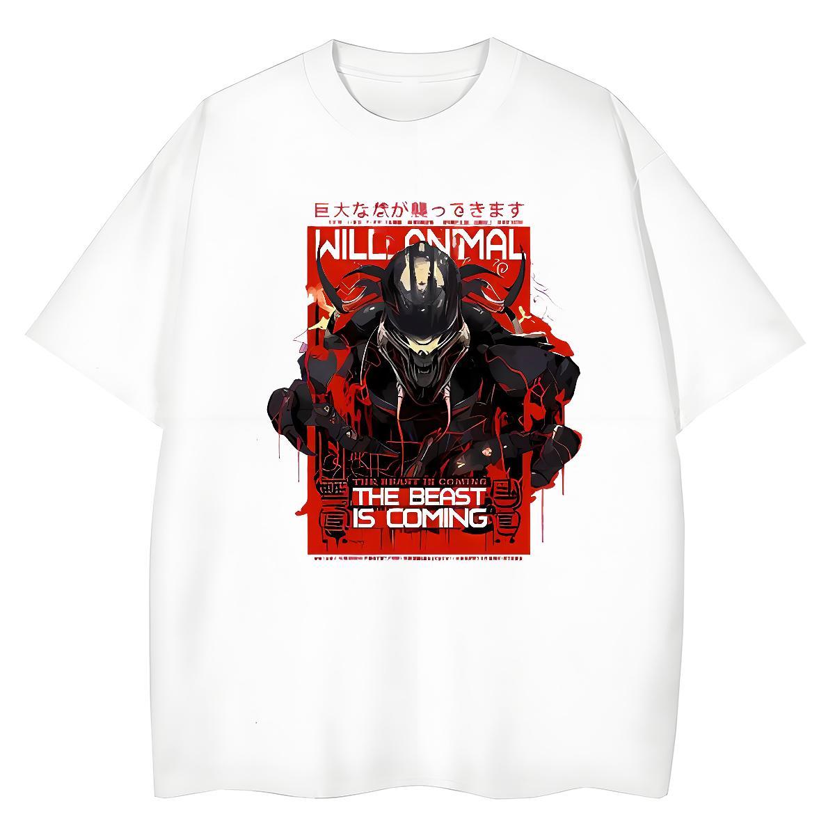 Comfortable Tshirt for Man Woman 230g Pure Cotton Anime characters High Street Hip Hop T Shirt For Woman Breathable Black White Clothes