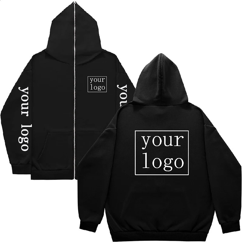 Custom Zip Up Hoodies Men Women Personalized Printed Sweatshirt n Your Own /Pattern Y2K Streetwear Zipper Jacket Coats 240823
