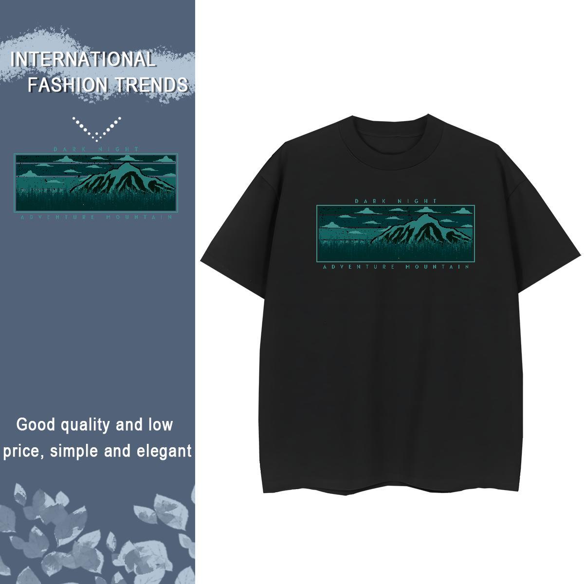 Unisex Womens Tshirts 230g Pure Cotton mountains Home Outdoor Women T Shirts Breathable Short Sleeve Black White Tee Shirt