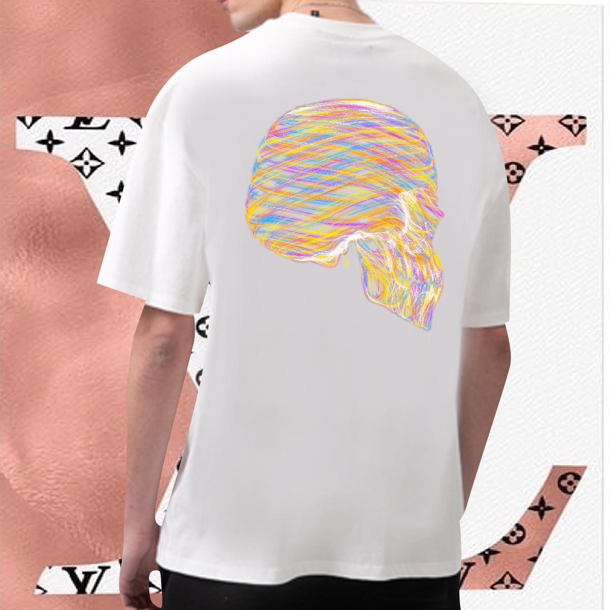 Wholesale Men T Shirts 100% Cotton 230g skull Anime Printing Street Black Oversized O Neck Short Sleeves Men Clothes T-Shirt Designer Top Tees