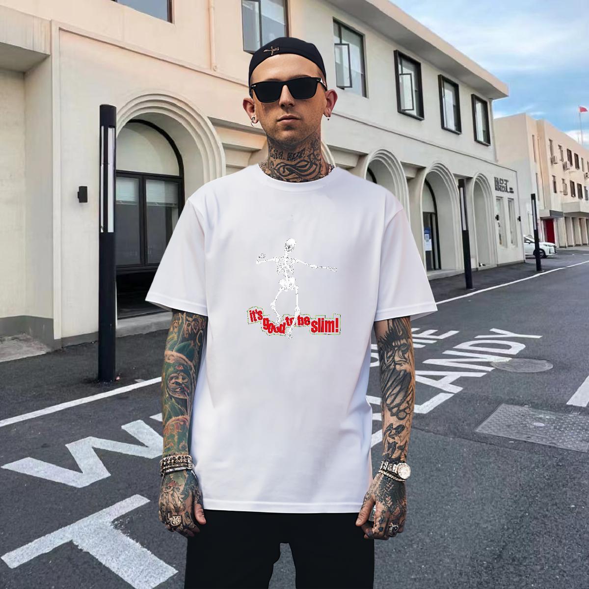 Designer Men T Shirts 230g Cotton skull Hip Hop Street Graphic Crew Neck Tshirt for Man Woman New Arrival Polos