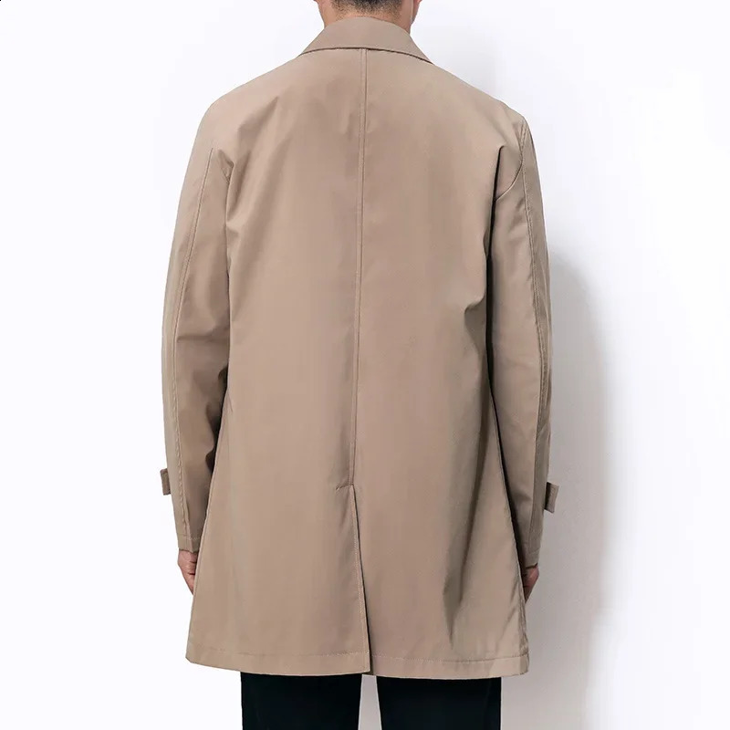Trench Men Long Windbreaker Coat Fashion Business Casual Loose Solid Trench Mens England Style Turn Down Collar Jackets Outwear 240822