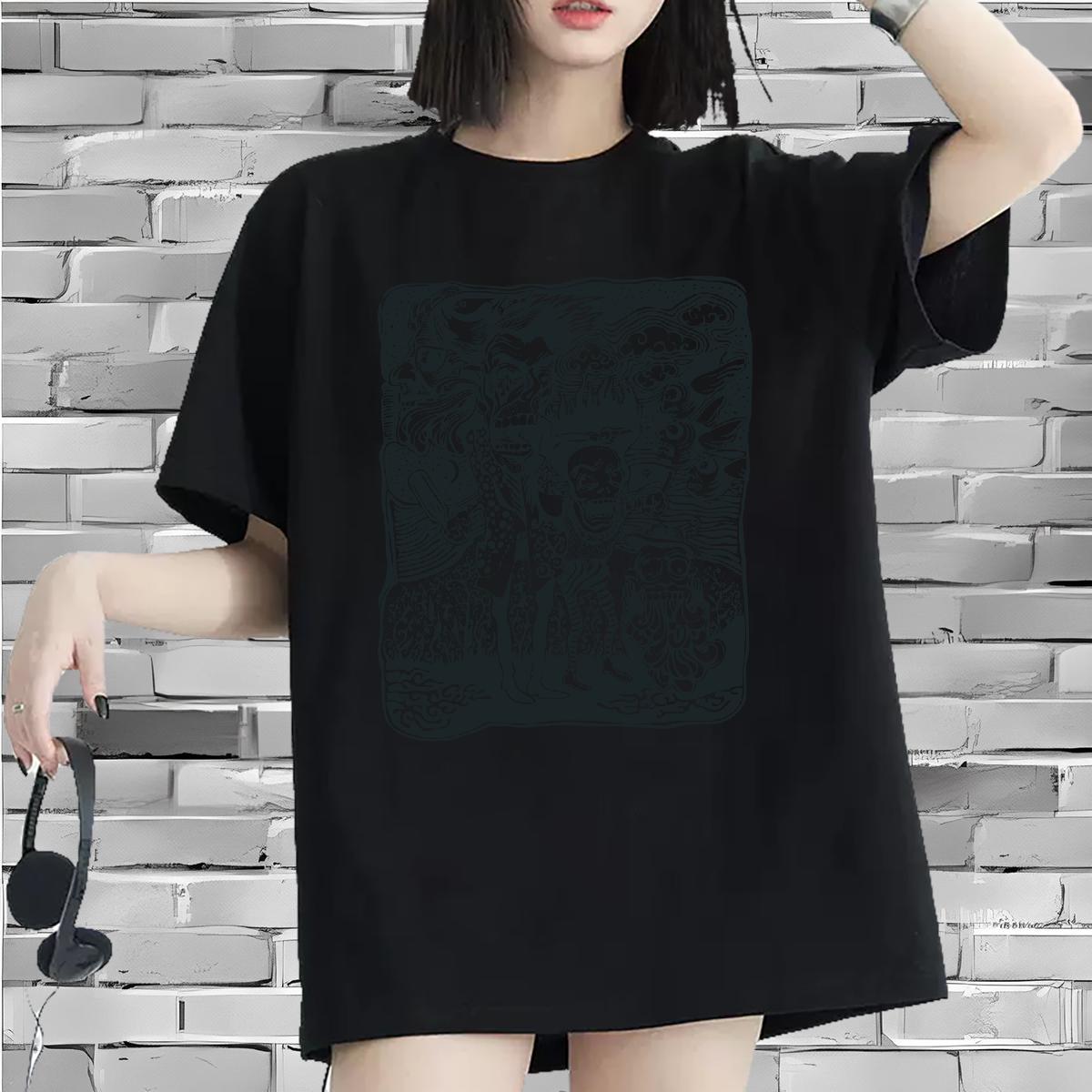 5A Unisex Tshirts 230g 100% Cotton scary Street Casual T Shirt For Woman Short sleeve Soft White Plus Size Top Tees