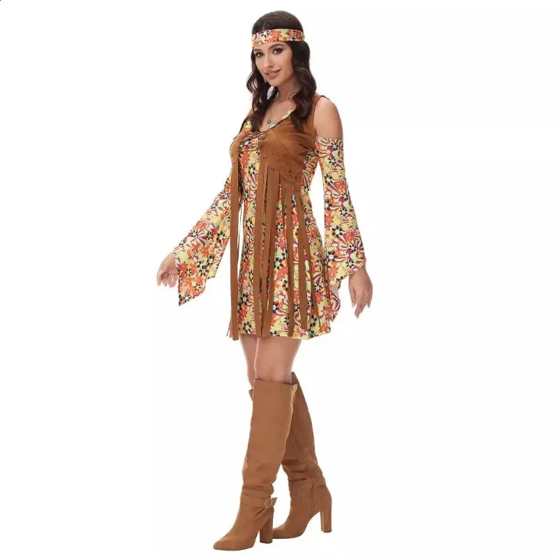 selling Halloween retro 70s hiphop fur clothing womens tassel COS performance 240823