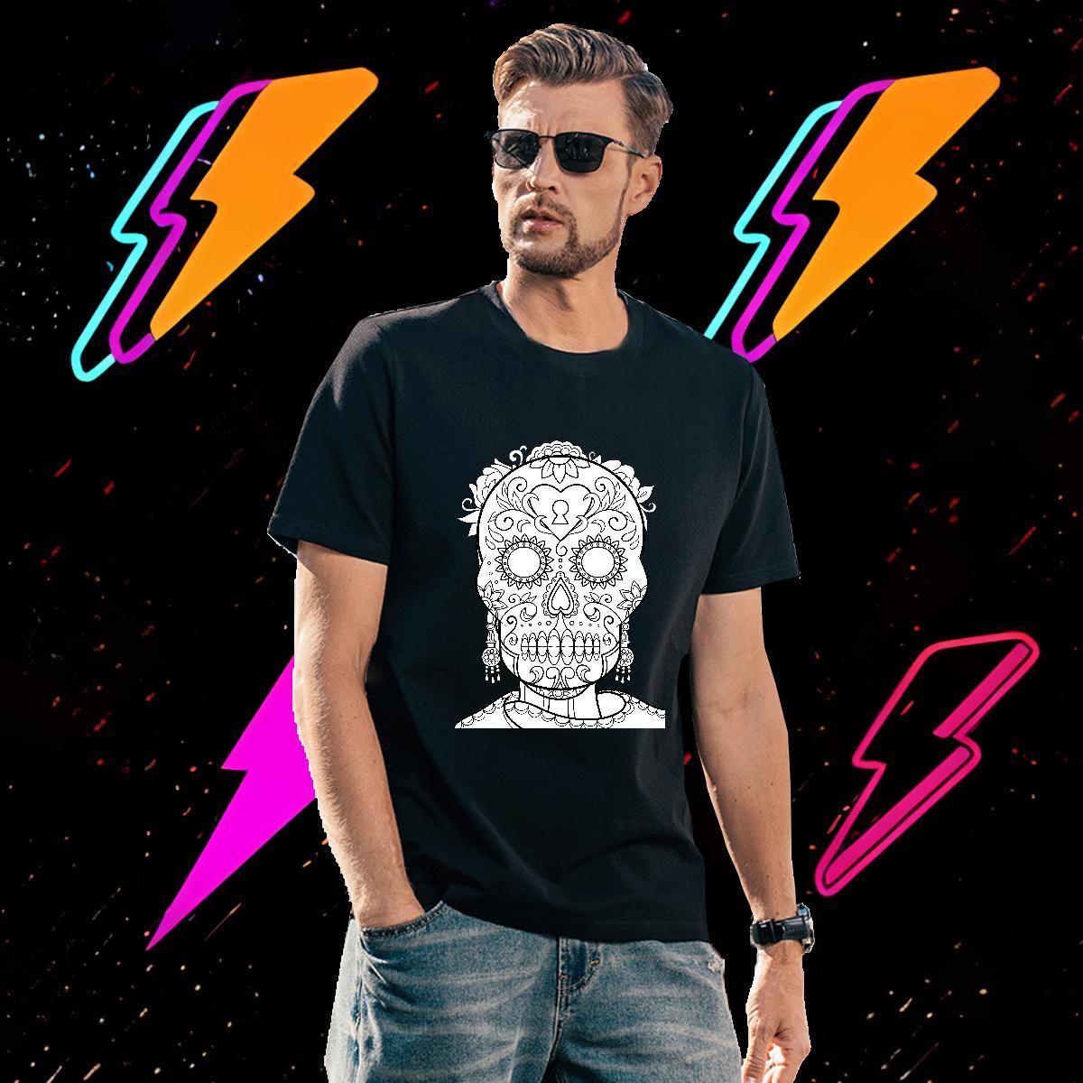 Unisex T shirt 230g Cotton skull Casual Daily Wear Plus Size Custom Breathable Soft Mens Tshirts 2024 DIY Tops Shirt
