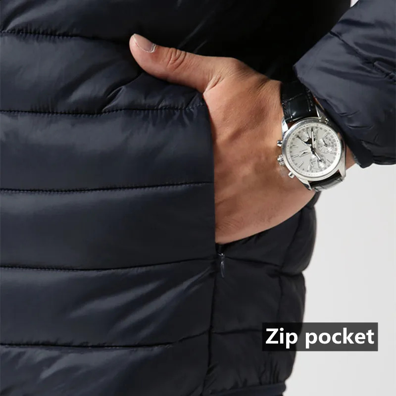 Mens hiking cotton jacket hooded lightweight Parkas zipper pocket fashionable casual apron and coat mens winter 240822