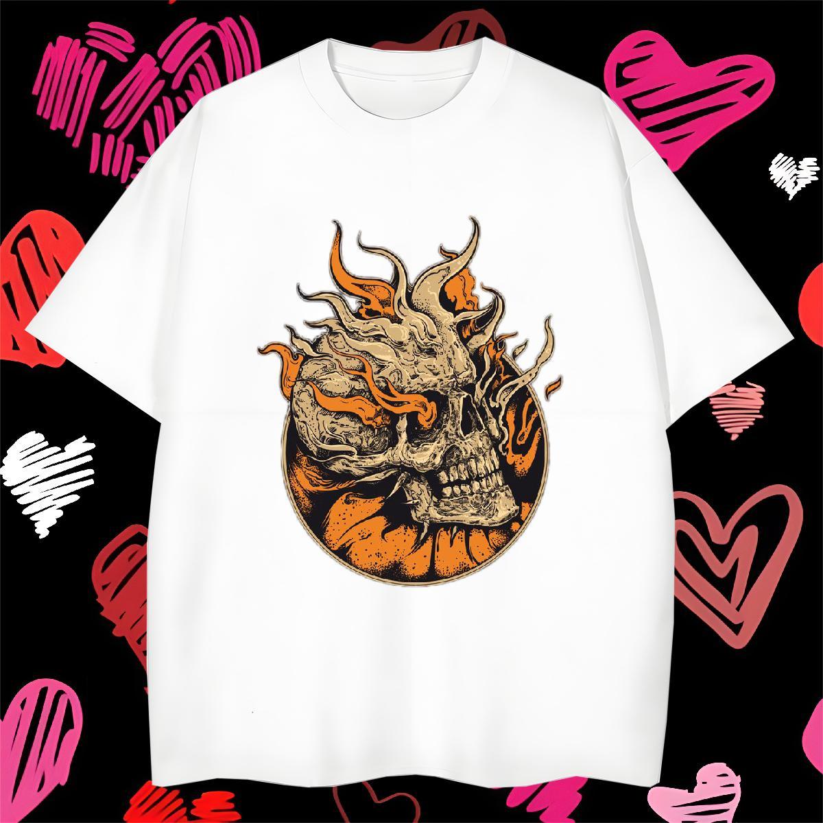 Cool Design Man T Shirts 230g 100% Cotton skull Sport DIY Logo Oversized Breathable Short Sleeve Men Tshirts 2024 Clothings