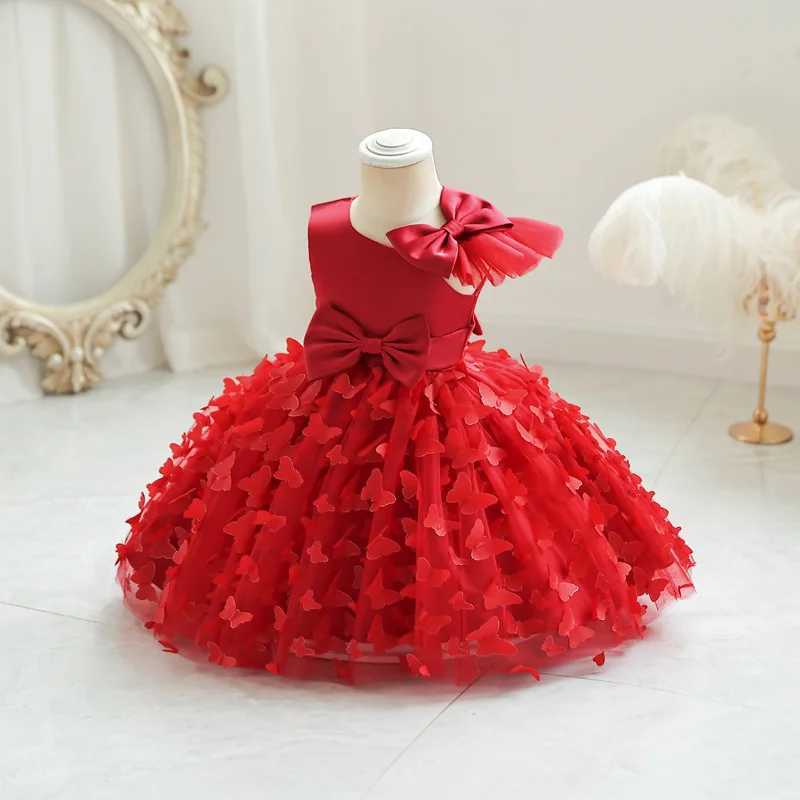 Hetiso Butterfly Girl Princess Dress Lace Shoulders Childrens Wedding Party Clothing 1st Birthday Tutu Dress Childrens Clothing W240823