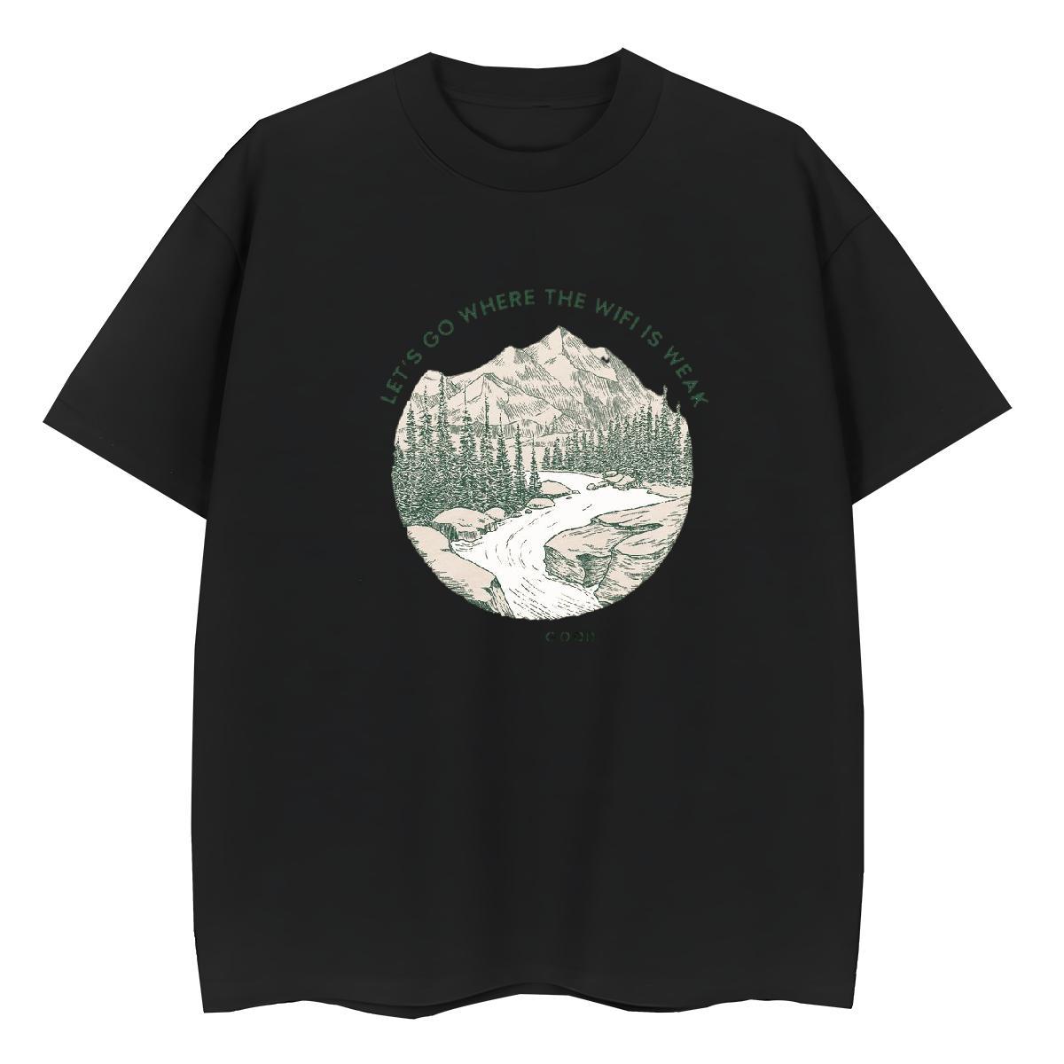 Comfortable Women Tees 100% Cotton 230g mountains Spring Summer Women T Shirts Breathable DIY Logo Clothes