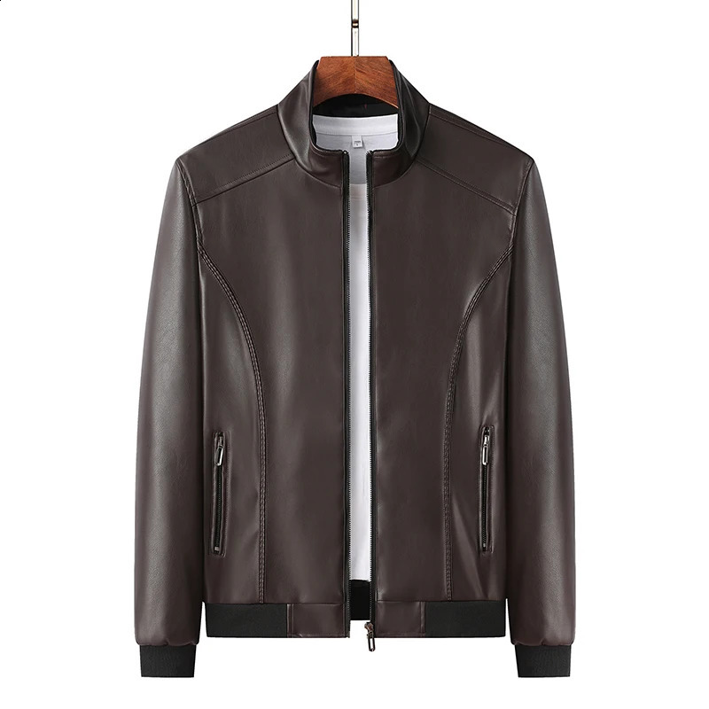 Mens Autumn Leather Jacket Bike Motorcycle Leather Jacket Fashion Trend Rider Zip Jacket Casual Street Windbreaker 8XL 240822