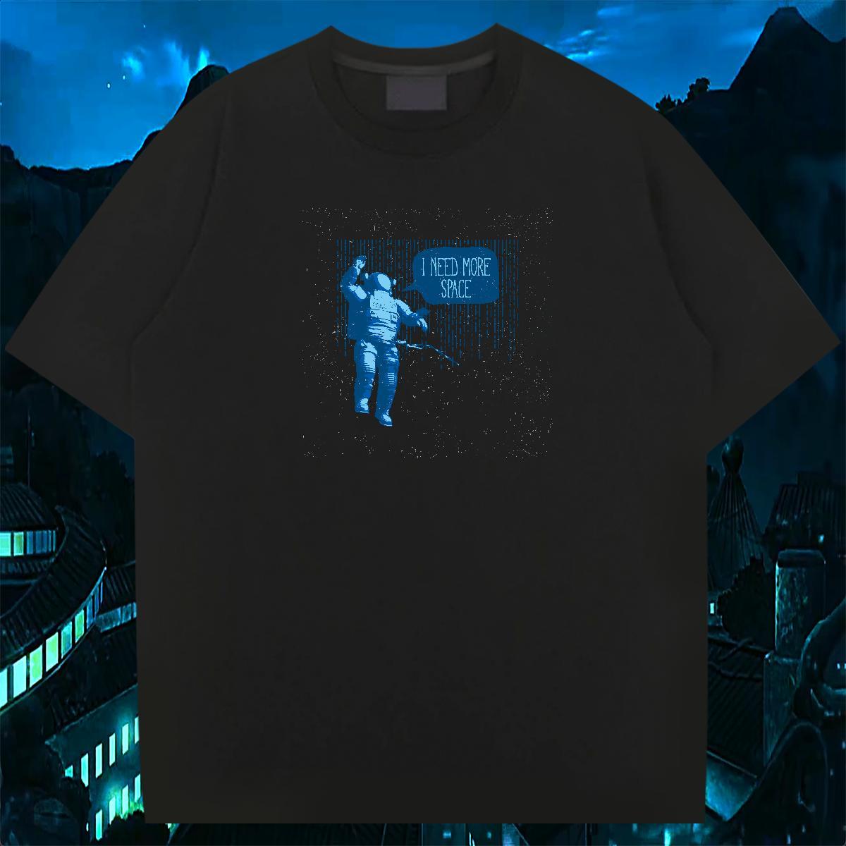 Loose Men T Shirts 230g Cotton spaceman Outdoor Oversized 3XL 4XL Breathable Mens Tshirts Brand Clothes
