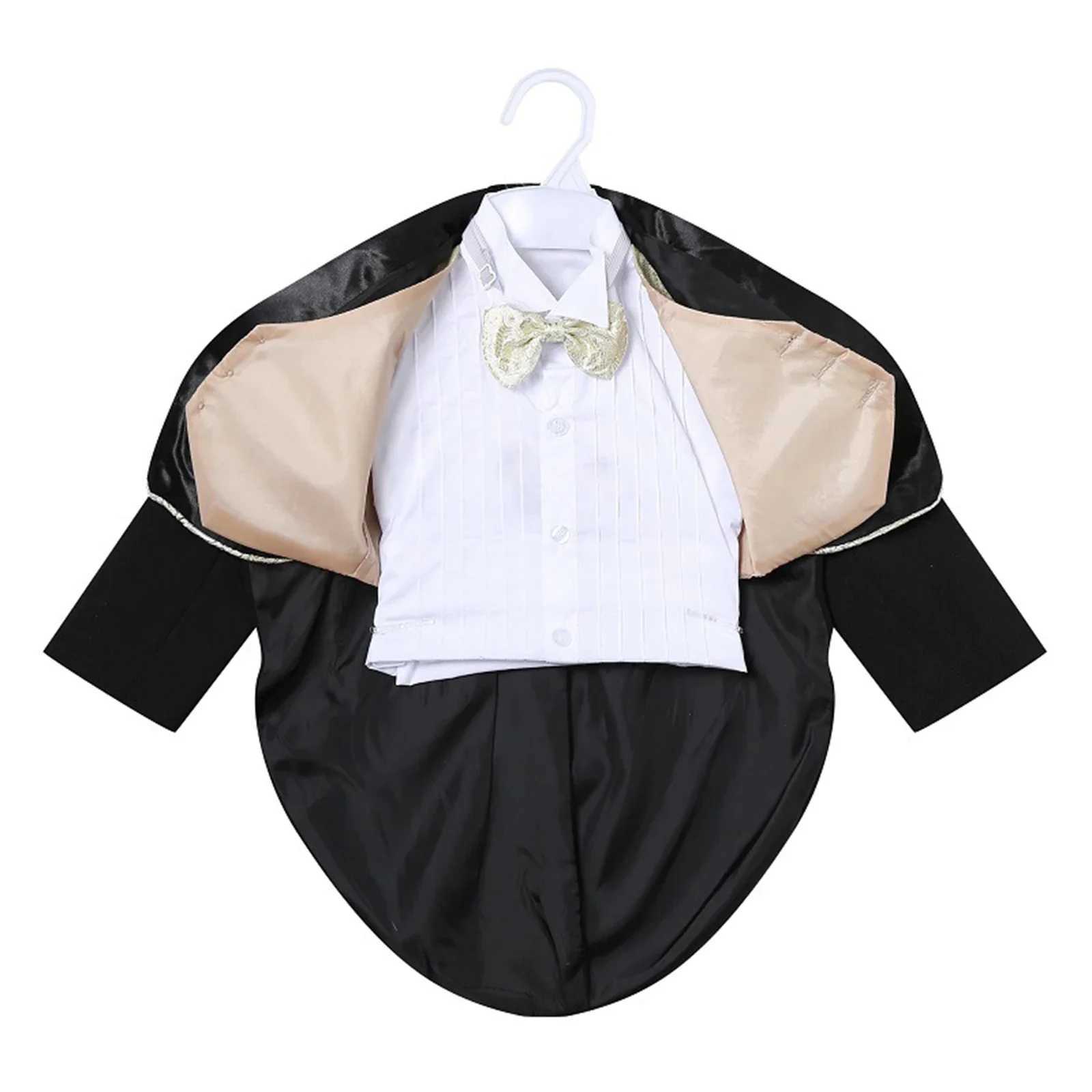 Baby boy set Christmas set childrens wedding birthday party set evening dress outerwear pants vest bow tie gentlemans baptismal attire W240823