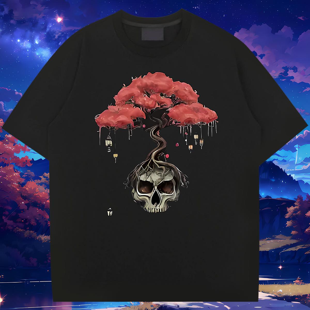 Wholesale Men T Shirts 230g Pure Cotton tree Hip Hop Oversized 3XL 4XL Breathable Short Sleeve Tshirt for Man Woman DIY Tops Shirt