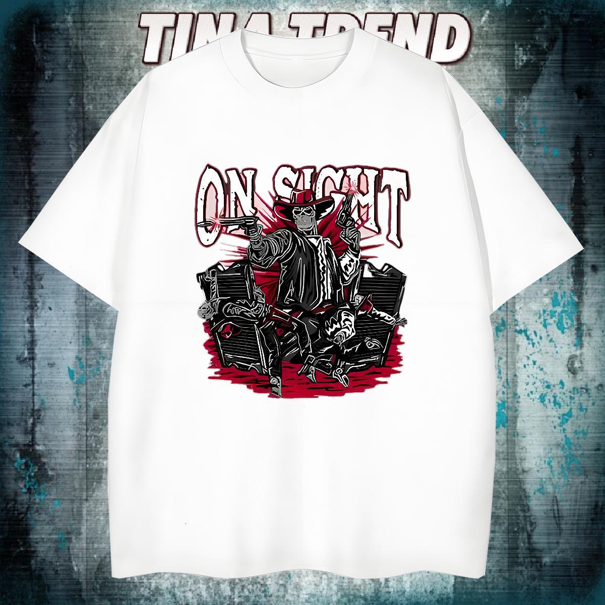 Cool T shirt 230g Pure Cotton skull Daily Wear Graphic Short Sleeve O-Neck Men Tees 2024 Summer Tee Shirt