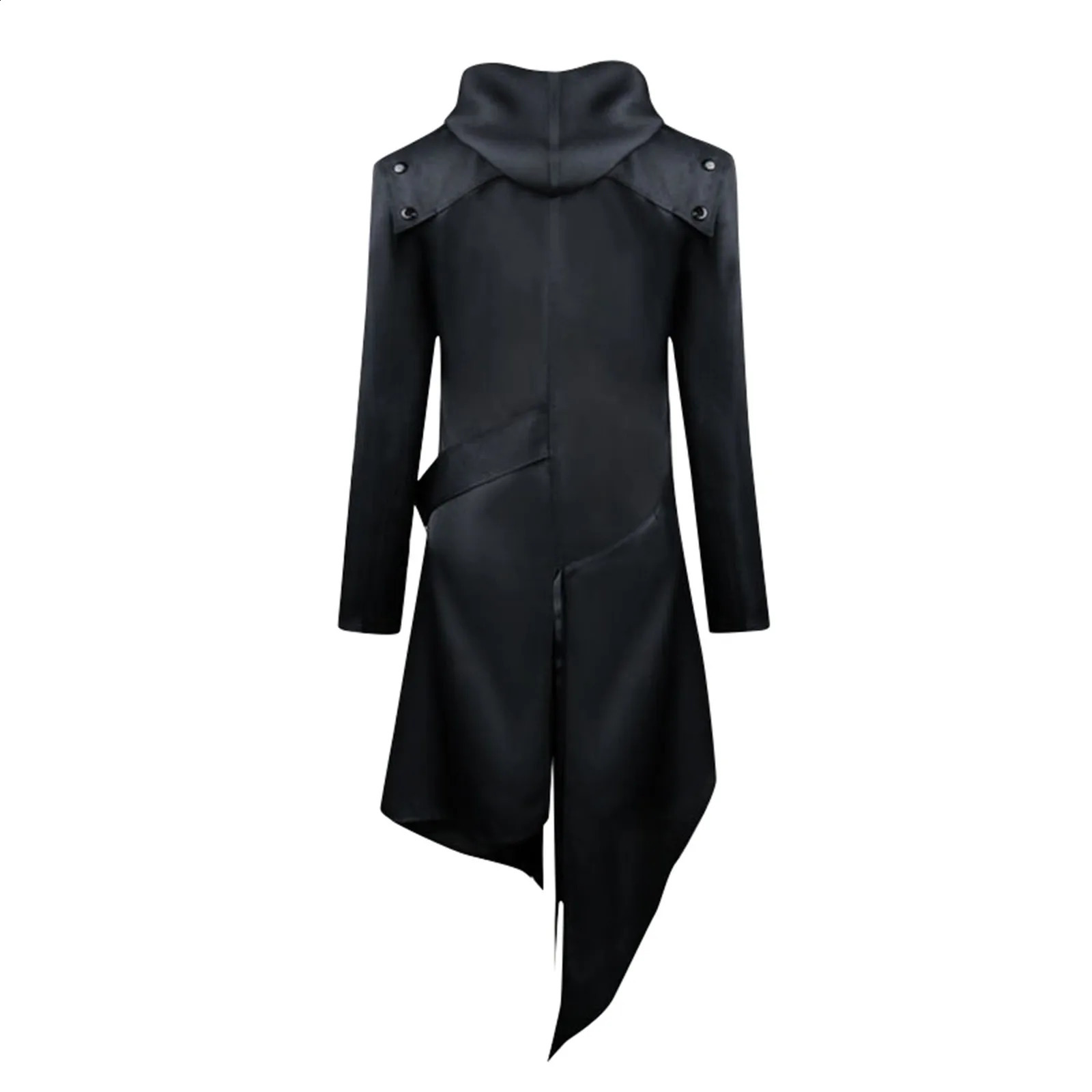Mens Halloween costume dress up party medieval Gothic steampunk tailcoat jacket black Brocade 240823