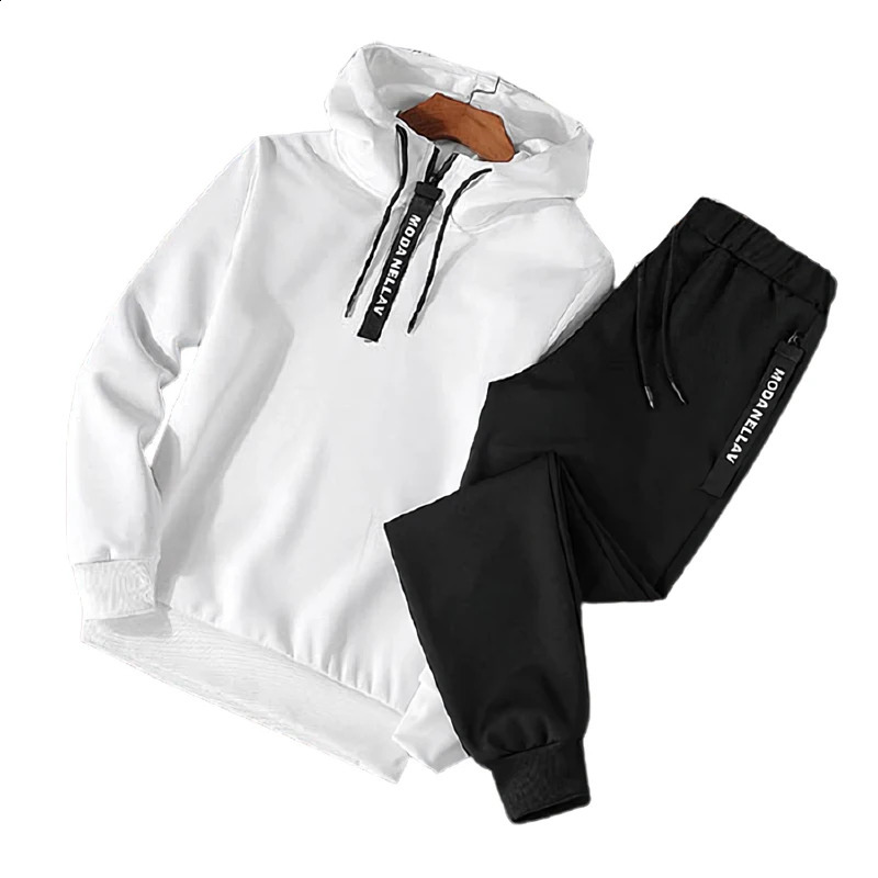 Mens Sweatshirt Set HoodiesSweatpants Tracksuit Men 2 Piece Outfits Jogger Bottom Suit Male Pullover Hoodie Sets 240822