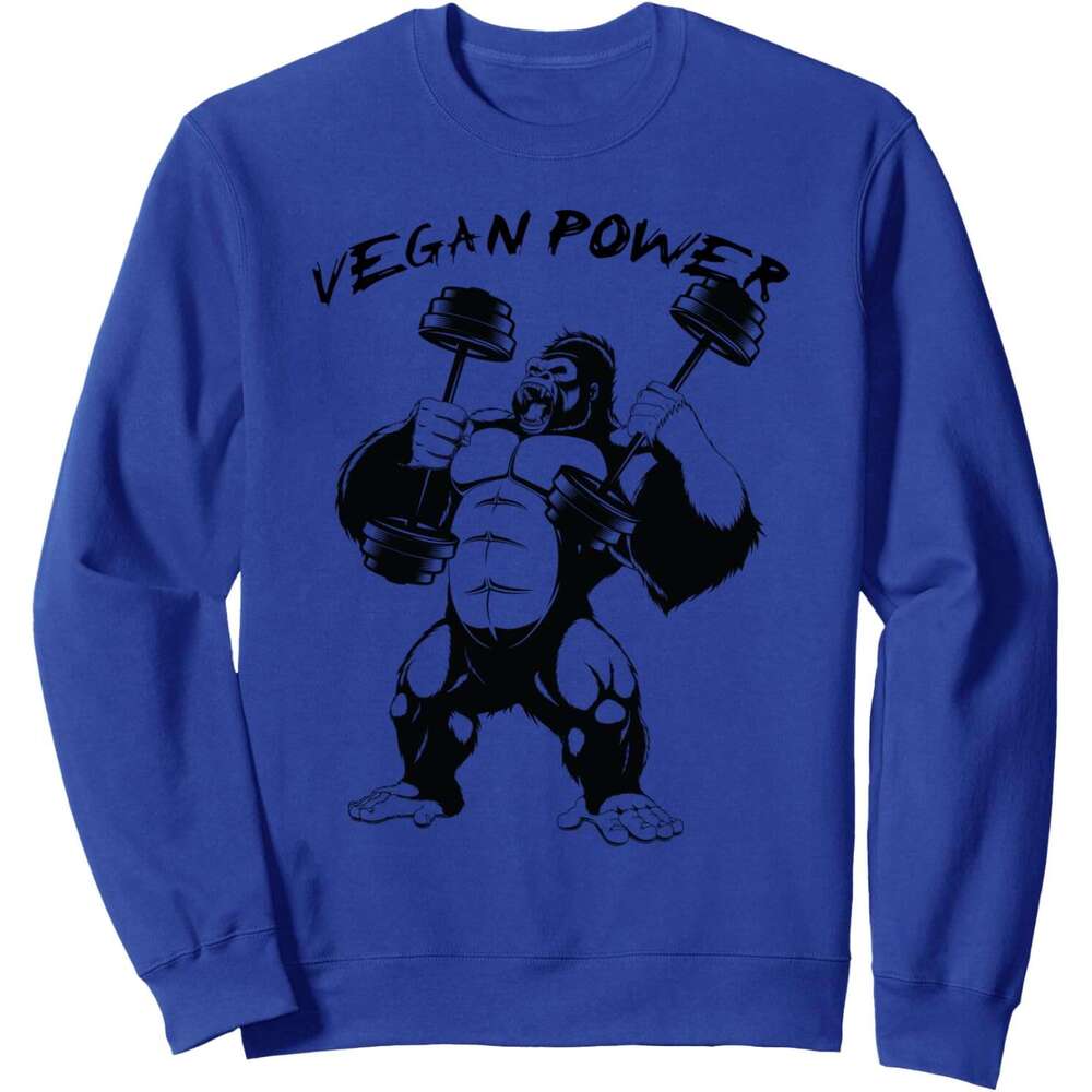 Long Sleeve Shirts for Men sweatshirt Vegan Power Awesome Bigfoot BodyBuilding Funny Gift Sweatshirt T shirt Tee Streetwear Casual tops clothes