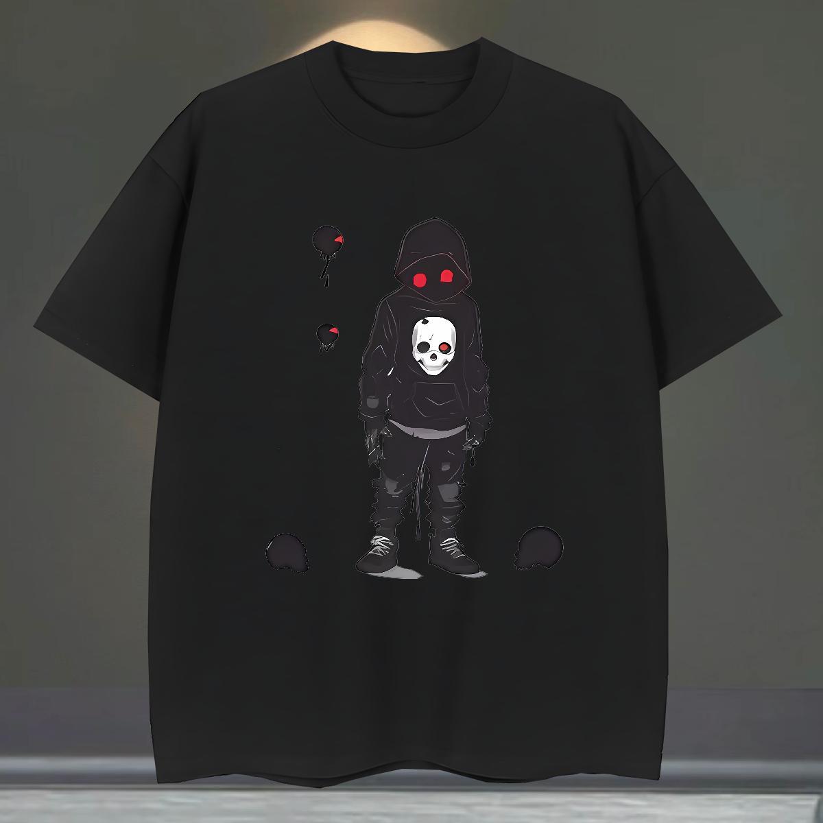 Unisex T shirt 230g Cotton skull Anime Printing Street Oversized 4XL Breathable Men Tshirts 2024 DIY Polos