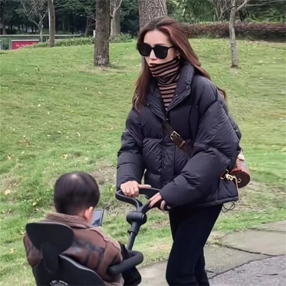 loose plus size short jacket black oversized cotton winter womens clothing park iatable 2XL white