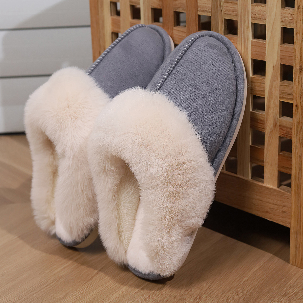 Cozy 2024 Home Slippers: Plush NEW hot Wool Blend, Warm Thick Indoor Flat Shoes for Men & Women