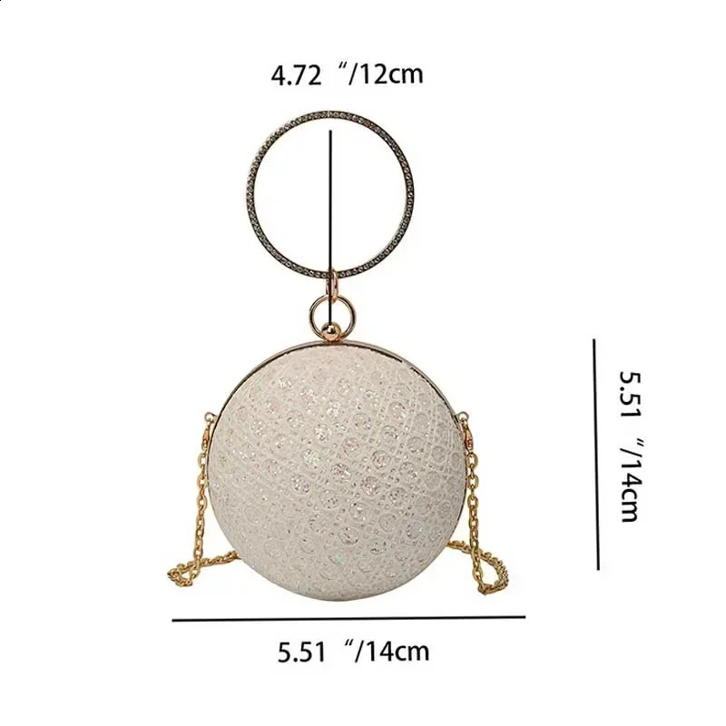 Sparkly round evening gown womens shiny diamond handbag unusual party mini bag fashionable y shoulder 240823