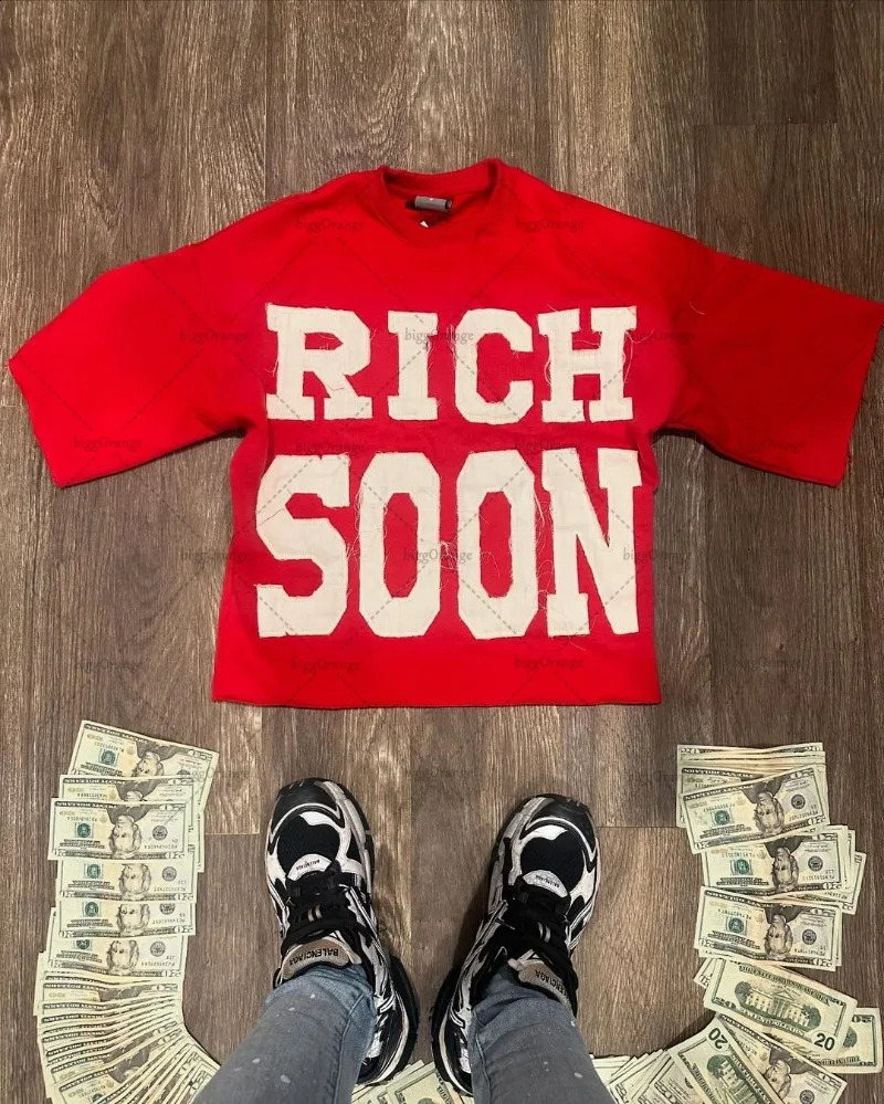 Street Trend Clothing Hip Hop American Color Printed Oversized Tshirt Y2K Harajuku Retro Casual Loose Mens Top 240822
