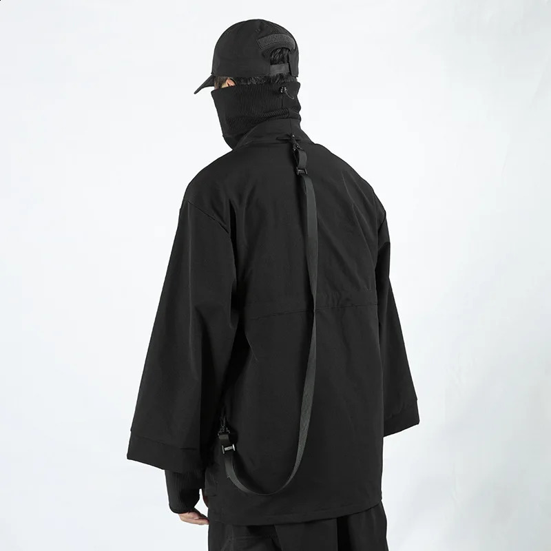 HKSH Spring Autumn Functional Ninja Taoist Robe Long Sleeve Loose Coat Punk Dark Windbreaker Mens Chic Techwear HK0168 240822