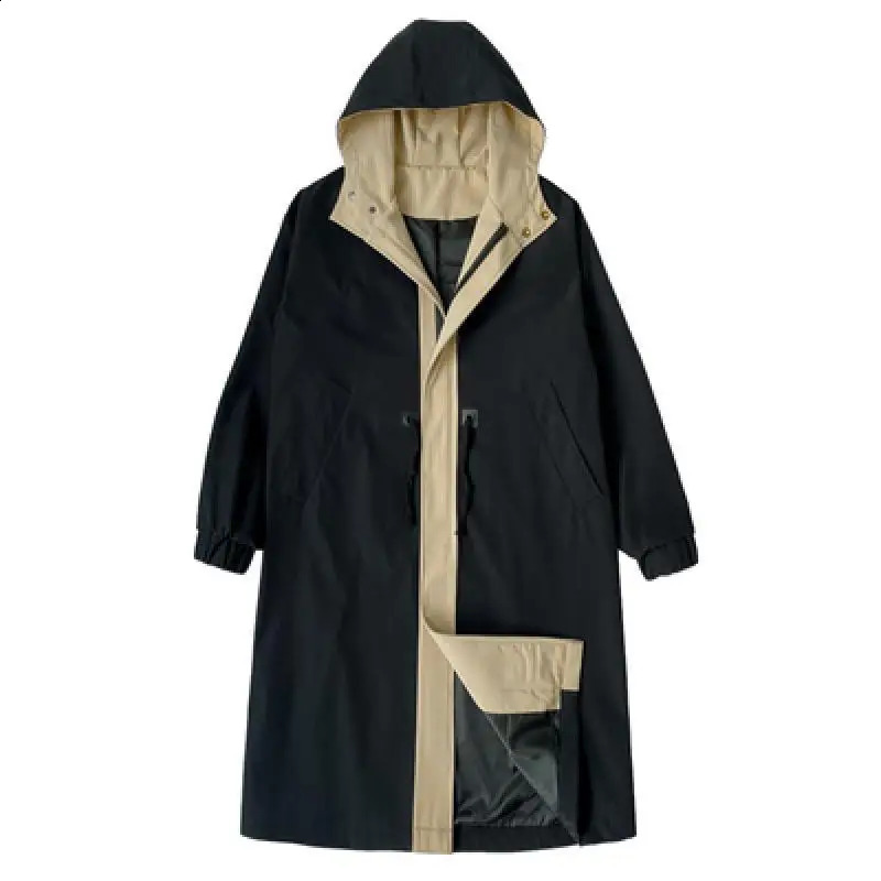 Spring Long Style Coat Mens High Quality Casual Trench Coat Casual Hoooded Jackets Mens Clothing Windbreakers Waterproof 240822
