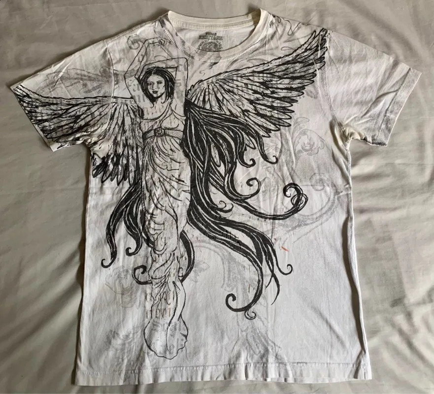 Summer Cotton Printed Round Neck Loose Tshirt Mens Street Fashion Casual Couple Short Sleeve Y2K 240822