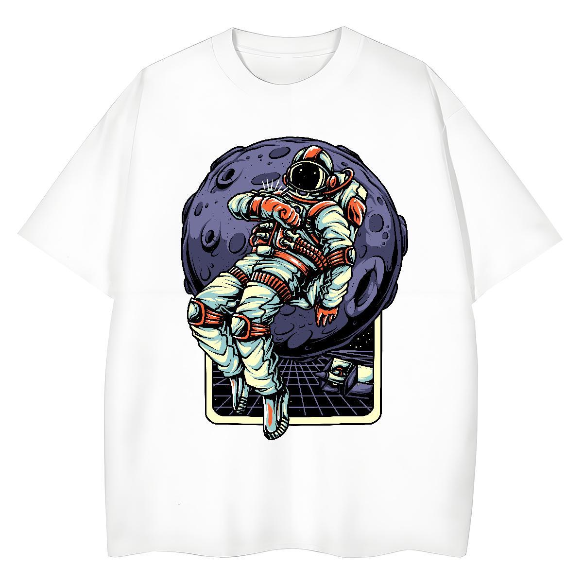 Comfortable Women Tshirts 230g Cotton cosmonaut Street Casual T-Shirts O Neck Short Sleeves Custom Print Plus Size Clothes