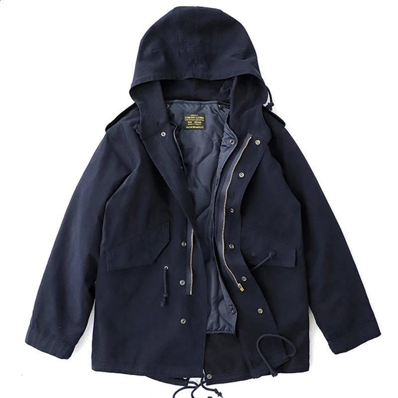 Amekaji Vintage M51 Parka Jacket Men Winter Multi-pocket Hooded Liner Detachable Long Fishtail Trench Coat Cotton Padded Jacket 240822
