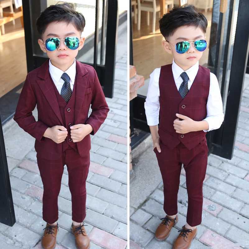 Baby Boys Wedding Party Dress Jacket Vest Pants Childrens Formal Set Baptist Dress Childrens Ceremony Set W240823