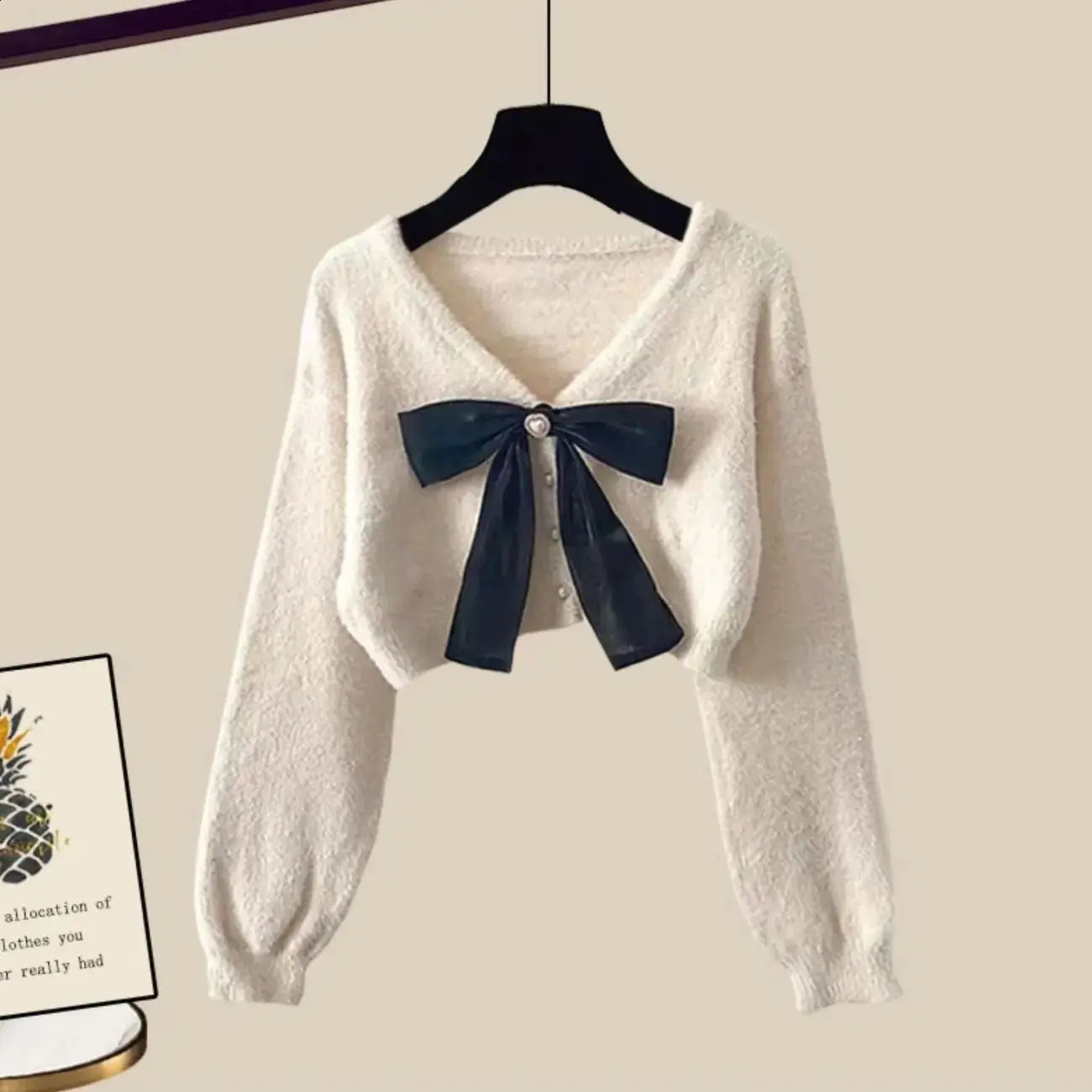 Spring and Autumn Season Set for Women Korean Edition Slimming Sweater High Waist Half Skirt Two Piece Set 240823