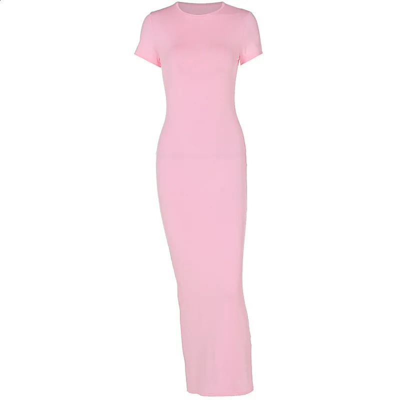 European and American Style Summer Slim Fit Sexy Temperament Pure Desire Round Neck Short Sleeved Long Womens Dress 240823