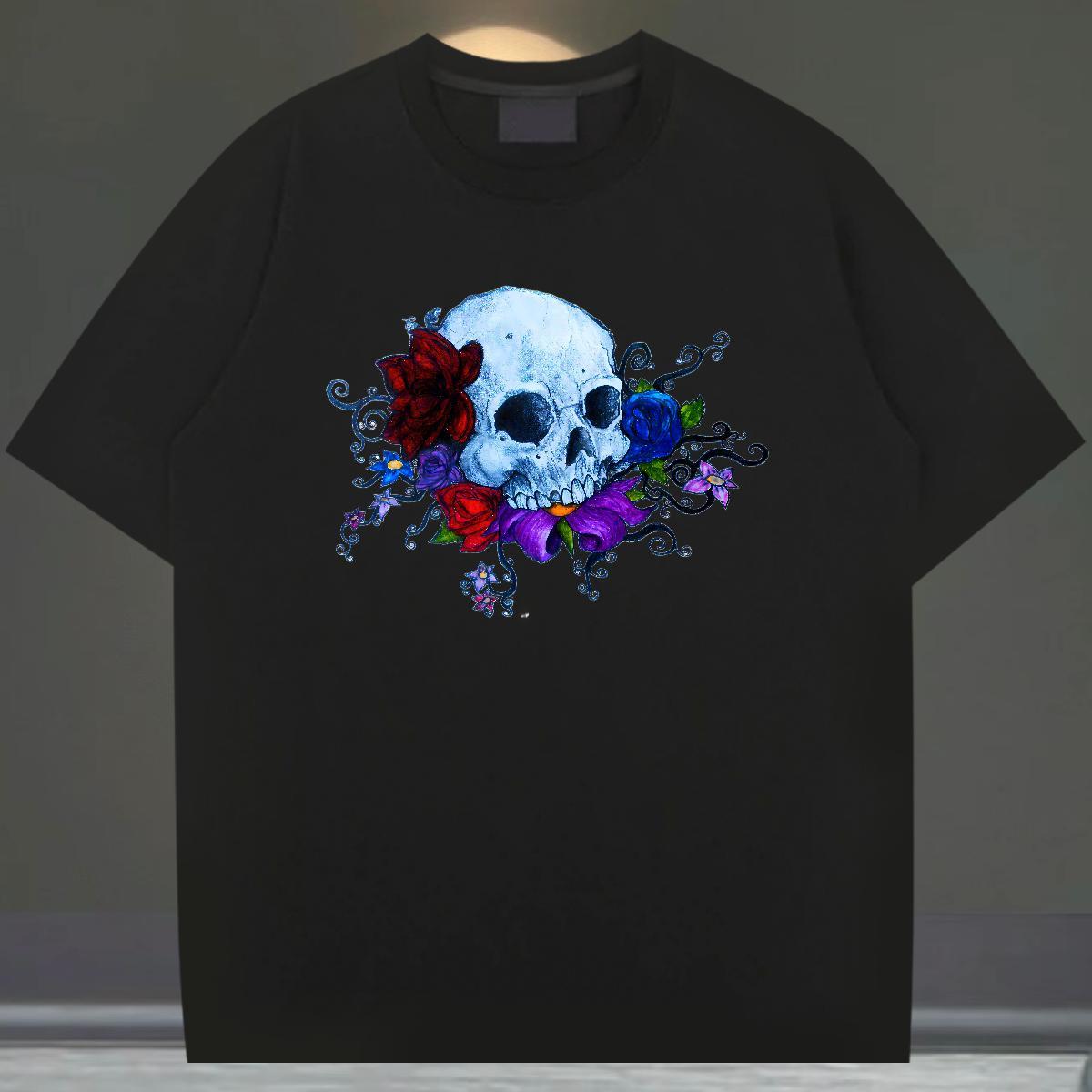 Unisex Man T Shirts 230g Pure Cotton flower Outdoor Oversized 3XL 4XL Breathable Short Sleeve Tshirt for Man Woman Fashion Design Wear
