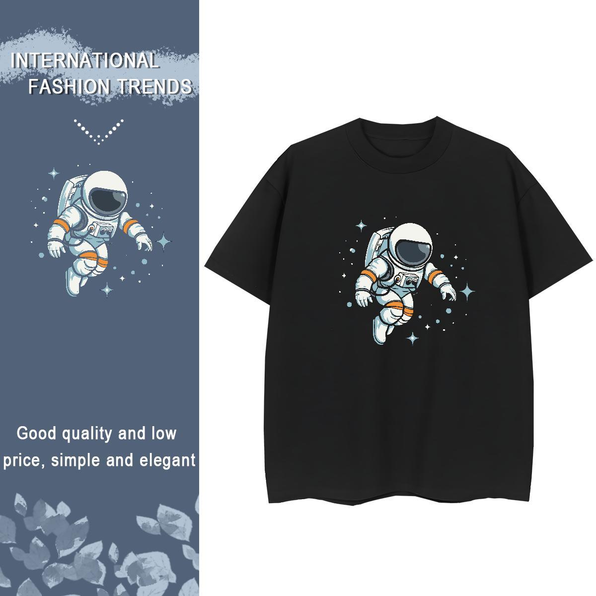 Unisex Women Tees 230g Pure Cotton cosmonaut Street Wear T-Shirts Breathable DIY Printed Tops
