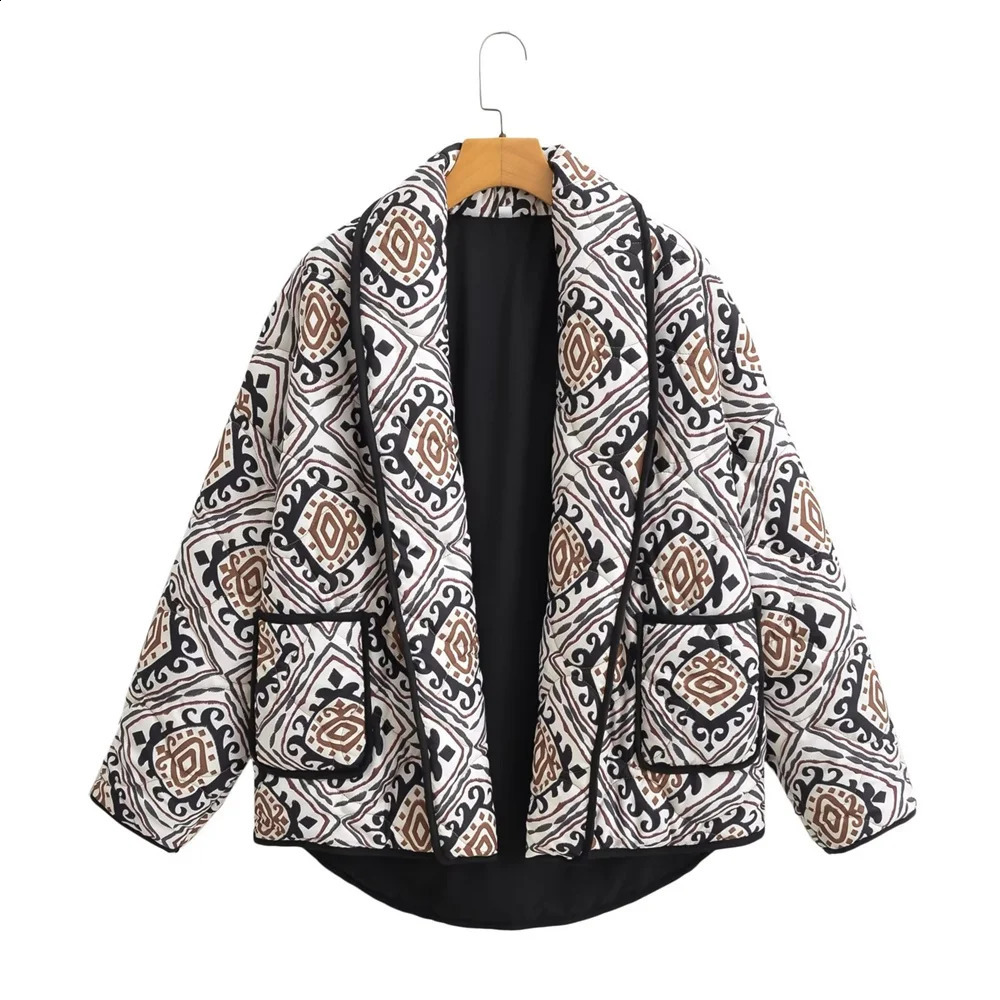UNIZERA AutumnWinter Product Womens Fashion Casual Edition Printed Loose Cotton Cardigan Coat 240823