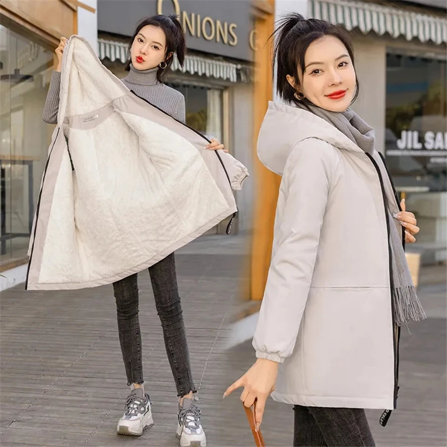 M4XL oversized winter jacket cotton padded thick wool coat womens park warm snow windproof loose 240823