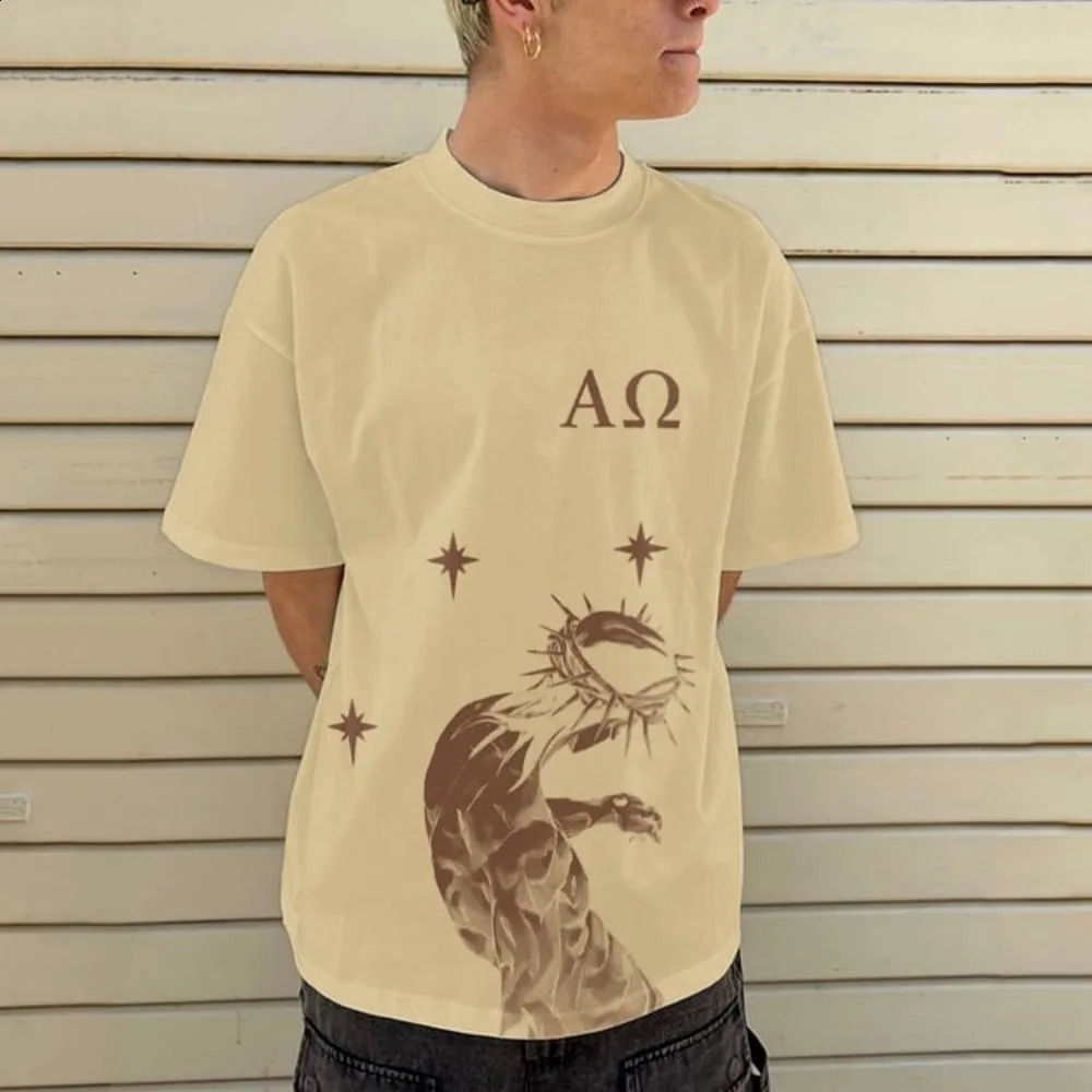 Cross Graphic Print Tshirt mens Y2K short sleeved retro oversized womens top 240822