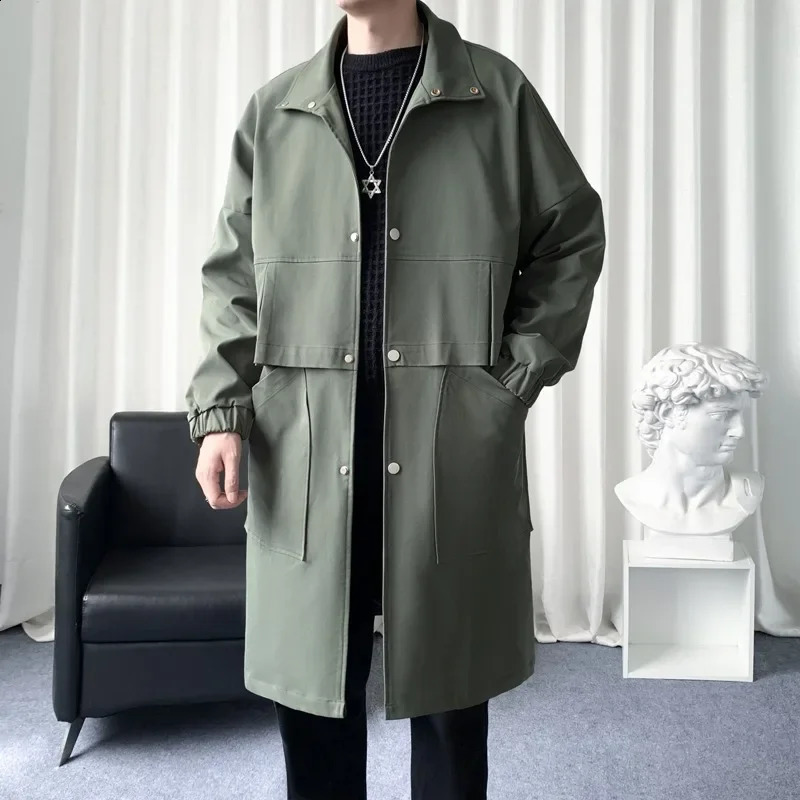 Autumn and Winter Windbreaker Mens Coat Medium Long Assault Jacket Windproof and Warm Hooded Oversized Trench Coat Men 240822