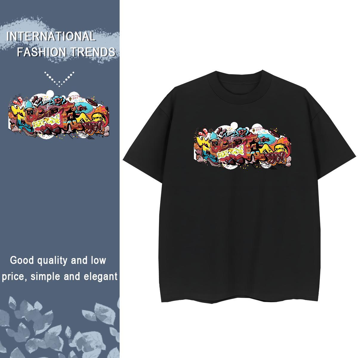 Female Womens Tshirts 230g Cotton painting Casual Beach T Shirts Women Comfortable White Plus Size Clothings