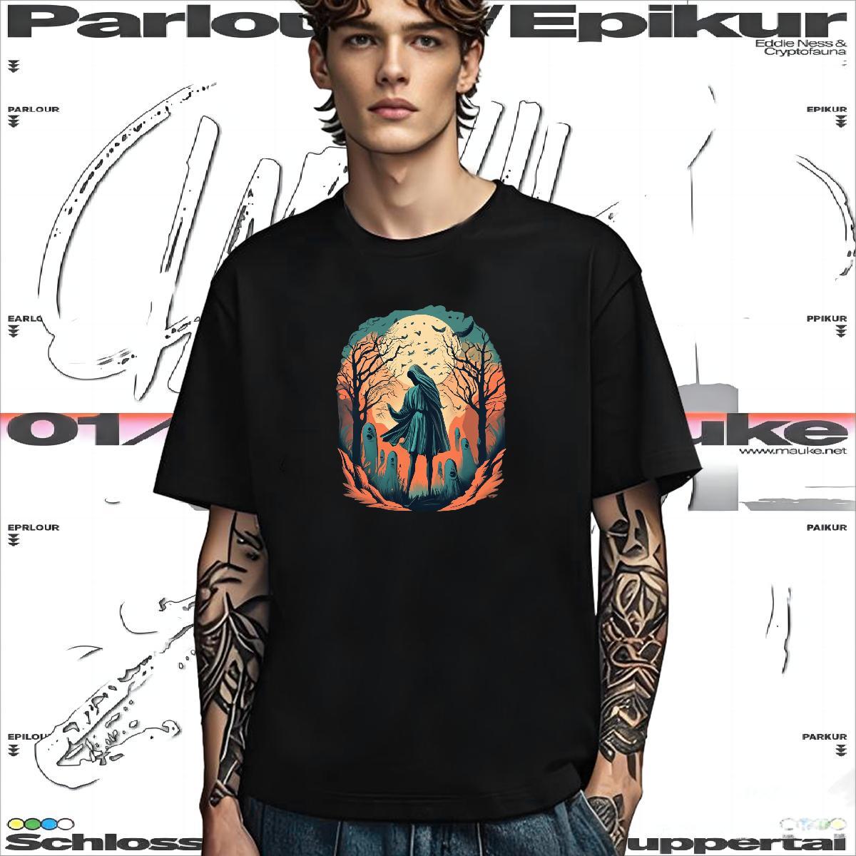 Brand Men T Shirts 100% Cotton 230g skull Home Outdoor Skull Pure Cotton Tshirt for Man Woman New Wear