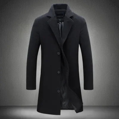 Woolen coat for foreign trade autumn and winter mens fashion Korean version medium length windbreaker 240822