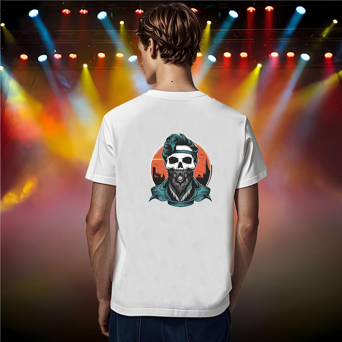 Comfortable Men T Shirts 230g Pure Cotton skull Casual Beach DIY Printed Breathable Short Sleeve Men Tees 2024 Tees Shirts