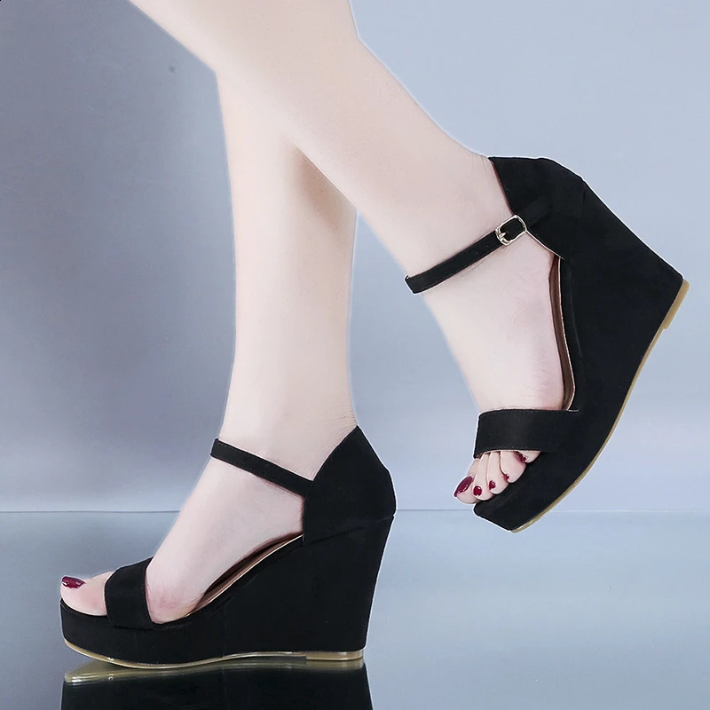 2024 Women Shoes Platform Sandals Women Peep Toe High Wedges Heel Ankle Buckles Sandalia Espadrilles Female Sandals Shoes 240819