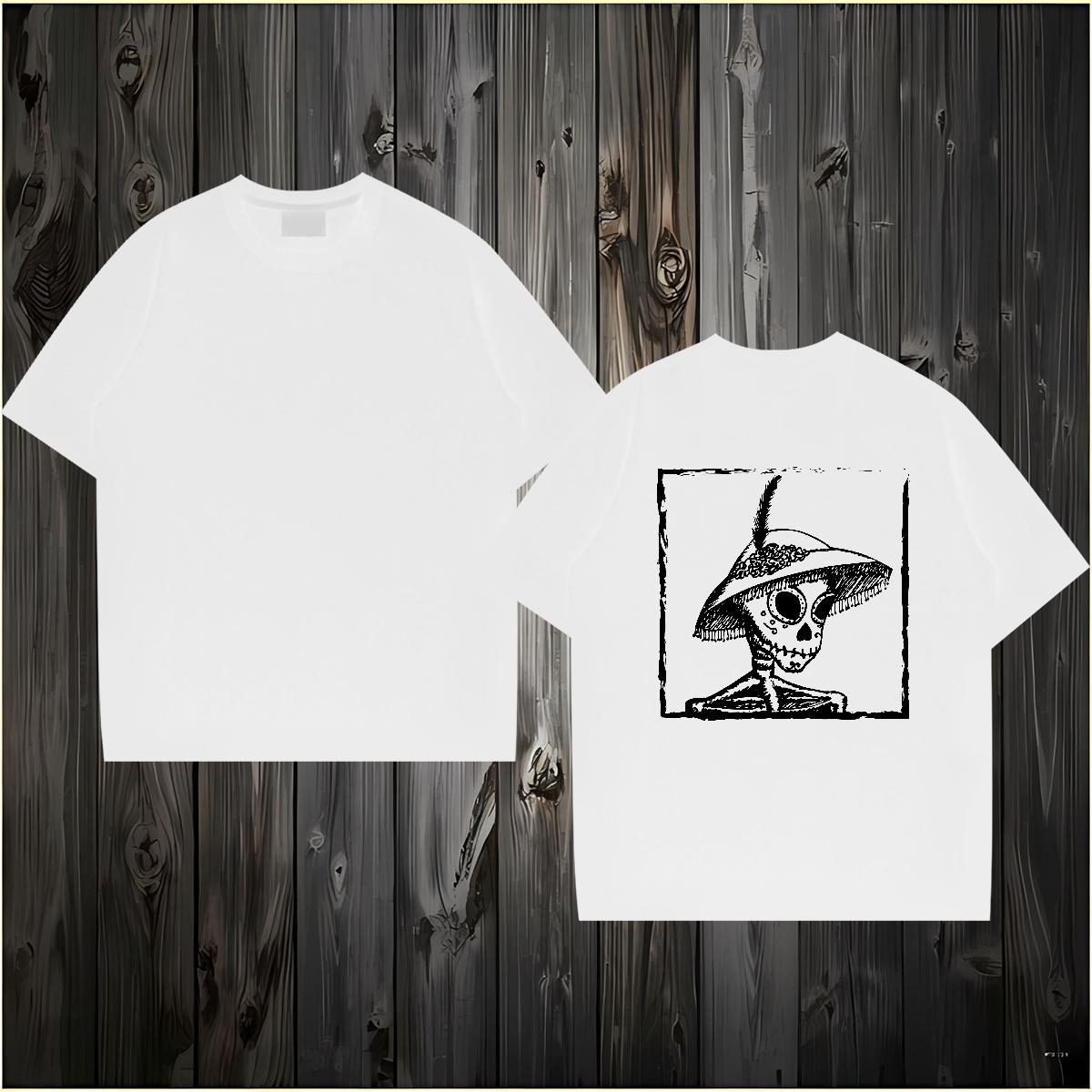 Designer T Shirt For Man 230g Pure Cotton skull Sports Casual DIY Breathable Crew Neck Tshirts Classic Tops Tees